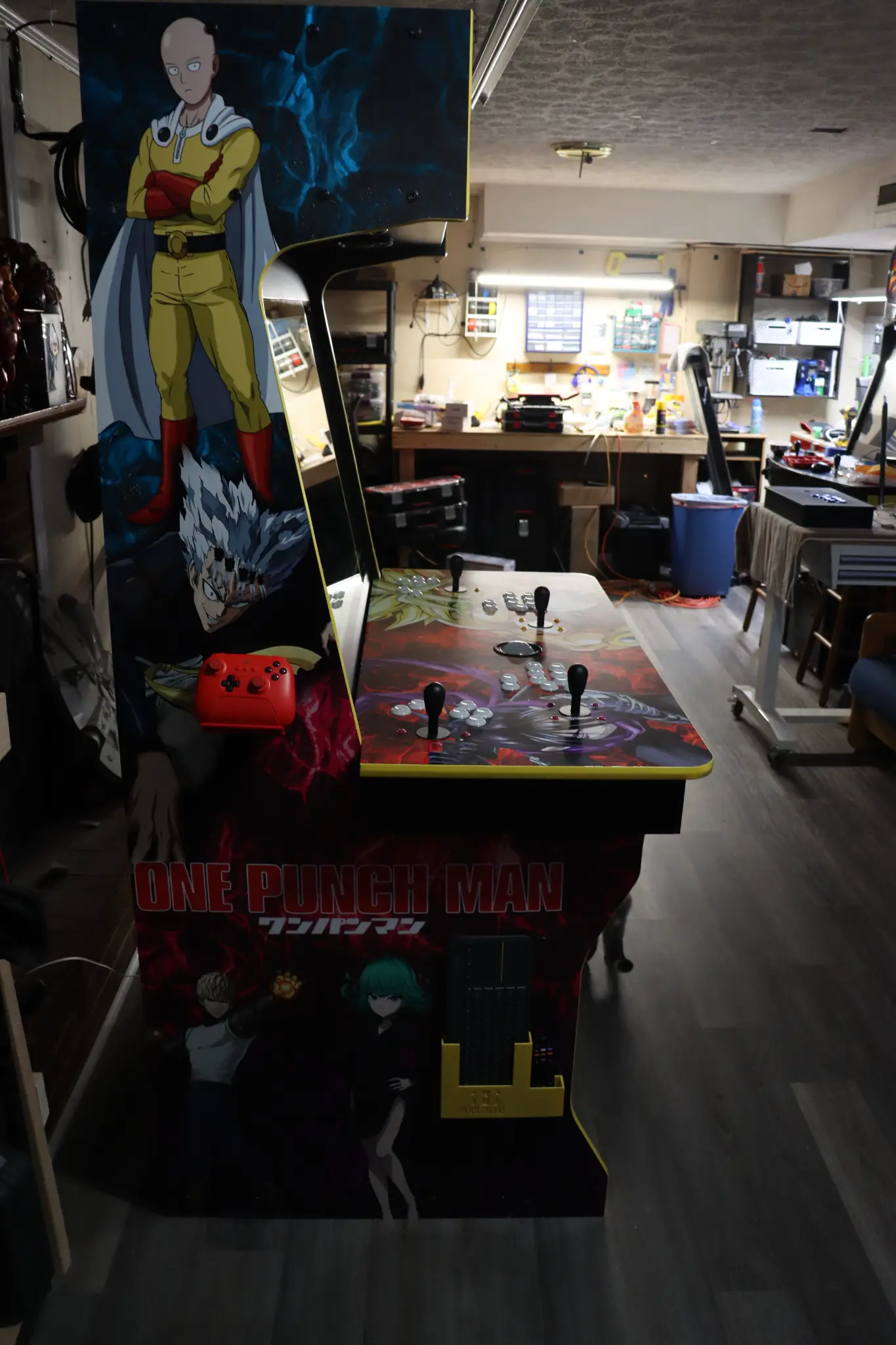 One Punch Man themed arcade cabinet