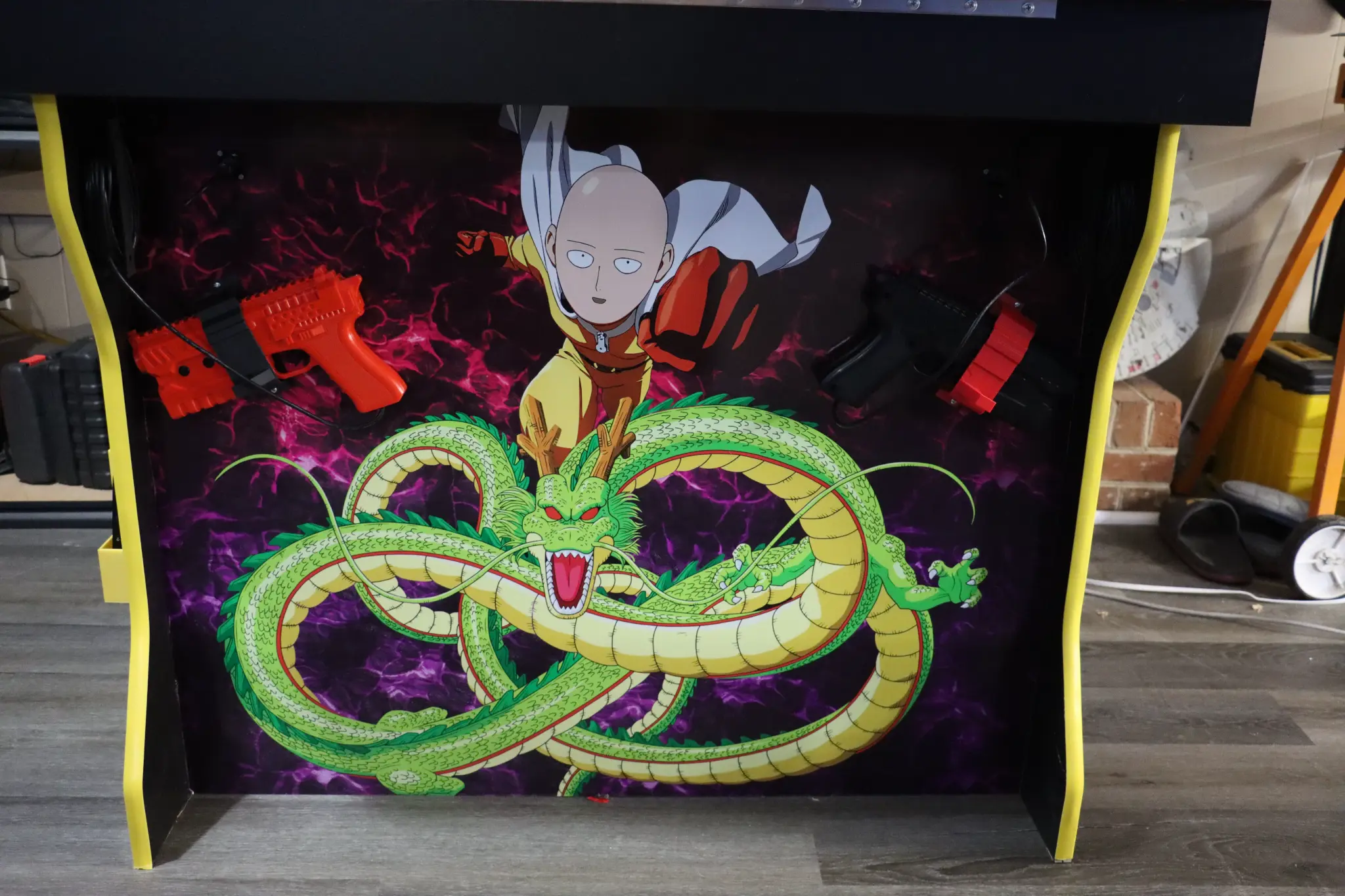 Cabinet marquee display with Shenron dragon artwork